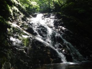 大滝上流部の傾斜の緩いナメ滝