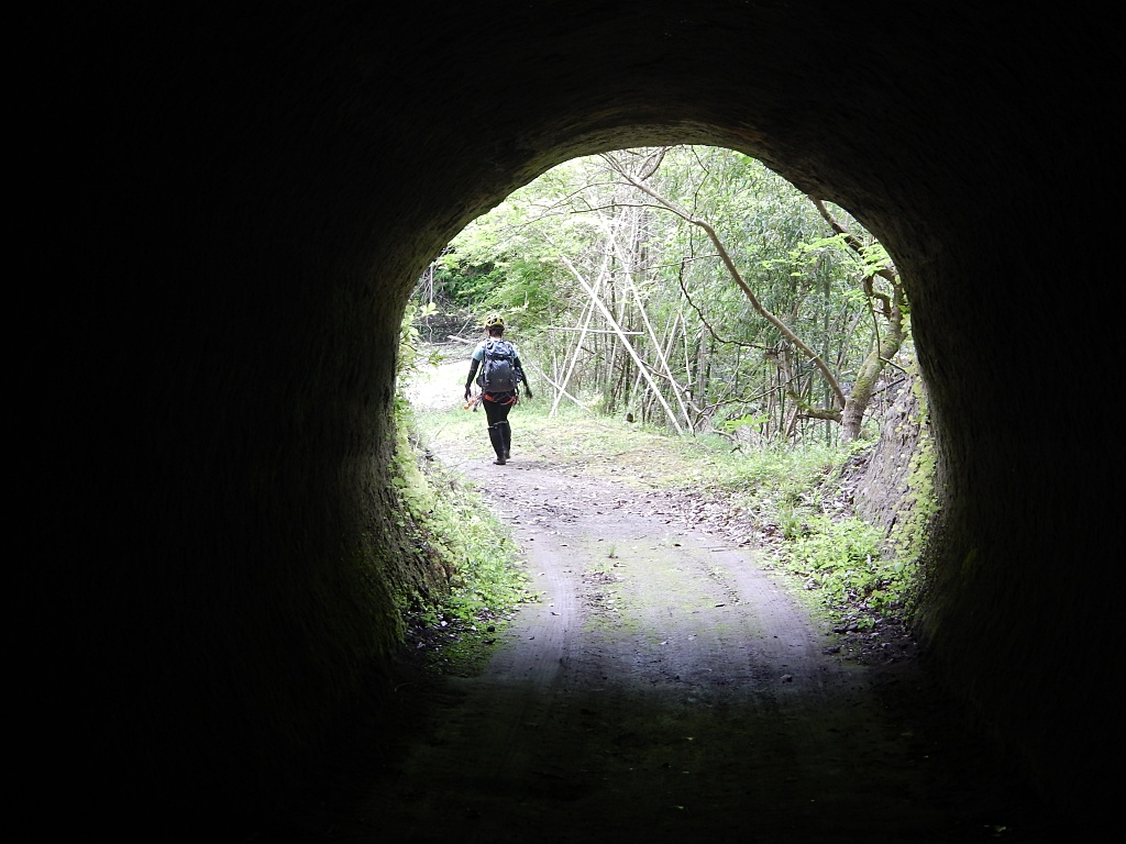 林道のトンネルを潜る